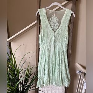 Free People Reign Over Me Mini Dress Mint
